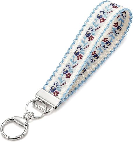 Angyape Embroidered Fabric Wristlet Keychain Cute Wrist Car Key Chain Holder Boho Accessories Handmade Gifts for Women in Kuwait