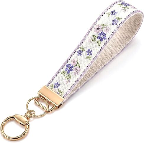 Angyape Embroidered Fabric Wristlet Keychain Cute Wrist Car Key Chain Holder Boho Accessories Handmade Gifts for Women in Kuwait