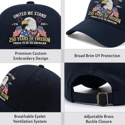 United States 250th Anniversary Hat - 1776-2026 Embroidered Freedom Eagle Baseball Cap, 250th Anniversary USA Hat for Men and Women Dark Blue in Saudi Arabia
