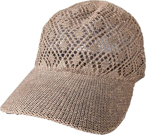 Womens Crochet Baseball Cap Breathable Open Weave Summer Hat Lightweight Straw Knit Beach Vacation Sun Hat in Saudi Arabia