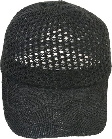 Womens Crochet Baseball Cap Breathable Open Weave Summer Hat Lightweight Straw Knit Beach Vacation Sun Hat in Kuwait