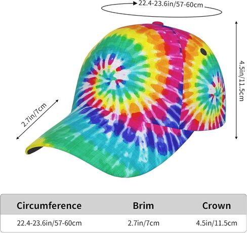 Tie Dye Rainbow Baseball Cap Snapback Hats Adjustable Trucker Hat for Men Women in Saudi Arabia