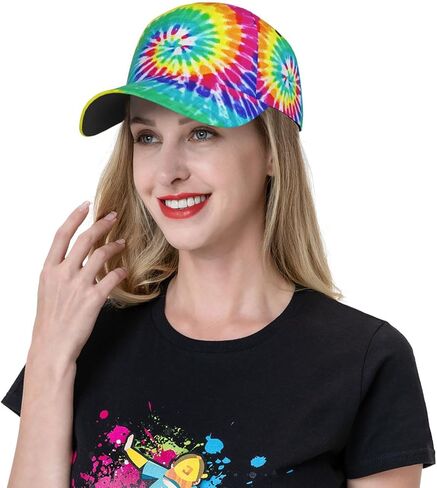 Tie Dye Rainbow Baseball Cap Snapback Hats Adjustable Trucker Hat for Men Women in Saudi Arabia
