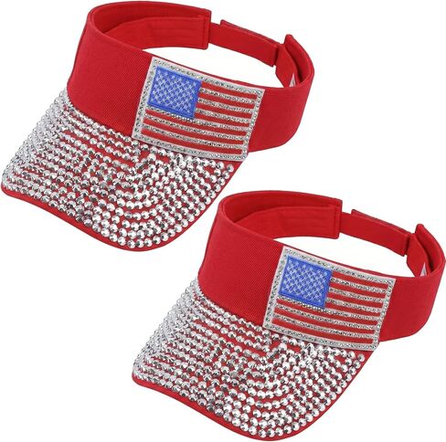 2Pcs Bling Rhinestones Sun Visors Hats for Women, Sparkly Adjustable Summer Sports Golf Beach Running Outdoor Caps in Saudi Arabia