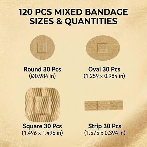 120Pcs Small Breathable Fabric Bandages Flexible Adhesive Multi-Shapes for Face Joints Wound Care in Saudi Arabia