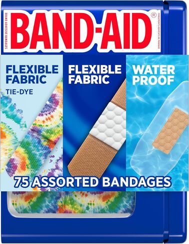 مجموعة متنوعة من الضمادات اللاصقة من العلامة التجارية BAND-AID، مجموعة متنوعة من العناية المعقمة للجروح الطفيفة، نسيج مرن، حماية ضد الماء وصبغ التعادل، أساسيات مجموعة الإسعافات الأولية، وسادة غير قابلة للالتصاق ومقاومة للأذى، 75 قطعة in Kuwait