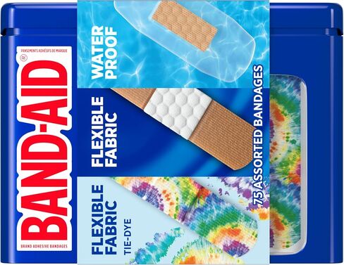 مجموعة متنوعة من الضمادات اللاصقة من العلامة التجارية BAND-AID، مجموعة متنوعة من العناية المعقمة للجروح الطفيفة، نسيج مرن، حماية ضد الماء وصبغ التعادل، أساسيات مجموعة الإسعافات الأولية، وسادة غير قابلة للالتصاق ومقاومة للأذى، 75 قطعة in Kuwait