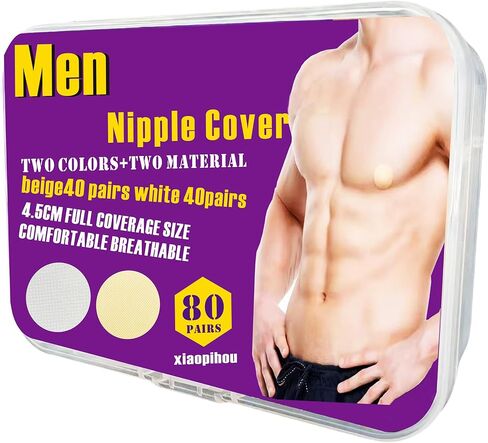 160Pcs（80Pairs） nipple covers men，Nipple Covers for Men No Show，Mens Nipple Covers ，Two Materials, (white+Beige) in Saudi Arabia