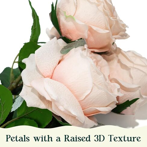 4 Pcs Real Touch Peonies Artificial Flowers, 3.5'' Big Bloom Austin Rose Peony Latex Fake Flower with Stems for Wedding Bouquet Party Valentines Arrangement Home Kitchen (Champagne) in Saudi Arabia