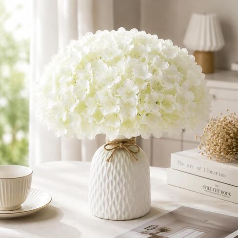 White Hydrangea Artificial Flowers Bulk, 65Pcs Faux Hydrangea Flowers, Silk Hydrangea Flowers with Detachable Stems for Wedding Centerpieces, Home Decor and Party Decorations in Kuwait
