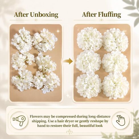 White Hydrangea Artificial Flowers Bulk, 65Pcs Faux Hydrangea Flowers, Silk Hydrangea Flowers with Detachable Stems for Wedding Centerpieces, Home Decor and Party Decorations in Kuwait