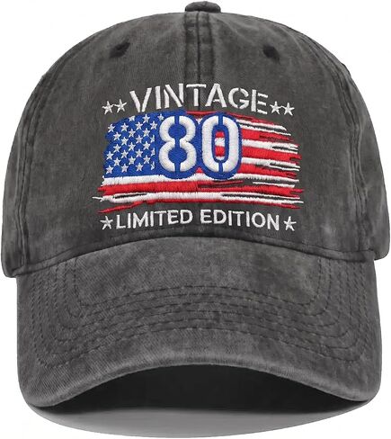 80th Birthday Gifts, 80 Year Old Gifts Ideas for Men Women, Adjustable Washed Cotton Embroidered Baseball Cap in Saudi Arabia