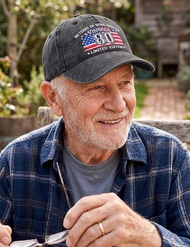 80th Birthday Gifts, 80 Year Old Gifts Ideas for Men Women, Adjustable Washed Cotton Embroidered Baseball Cap in Saudi Arabia