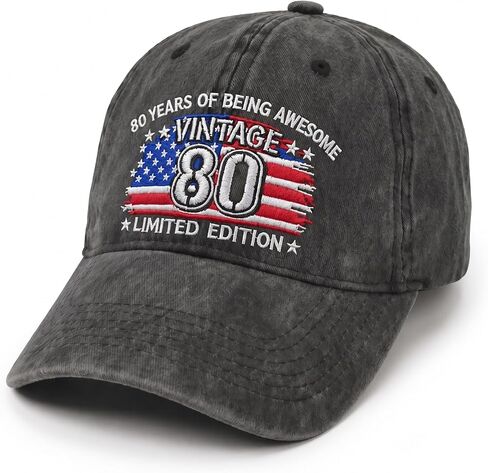 80th Birthday Gifts, 80 Year Old Gifts Ideas for Men Women, Adjustable Washed Cotton Embroidered Baseball Cap in Saudi Arabia