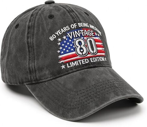 80th Birthday Gifts, 80 Year Old Gifts Ideas for Men Women, Adjustable Washed Cotton Embroidered Baseball Cap in Saudi Arabia