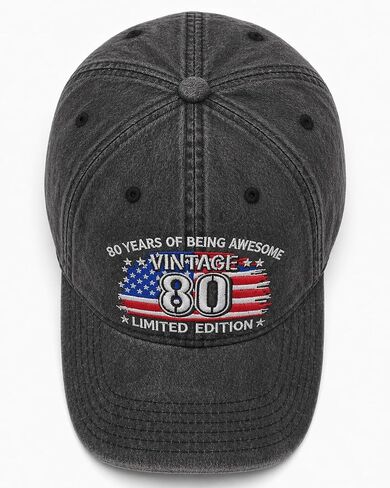 80th Birthday Gifts, 80 Year Old Gifts Ideas for Men Women, Adjustable Washed Cotton Embroidered Baseball Cap in Saudi Arabia