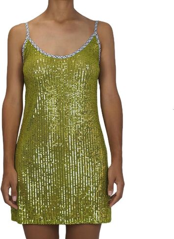 FEORJGP Women Sparkle Sequin Mini Dress Shiny Spaghetti Strap Glitter Disco Slip Short Dress Cocktail Party Club Dresses in Saudi Arabia