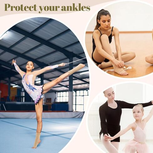 Twistover 8 Pack Dance Ankle Support Sleeves Open Heel Compression Socks, Ankle Wrap Brace Slip on Foot Compression Sleeves for Ballet Dance Yoga Women Men - 20-30mmhg, Beige in Kuwait