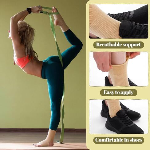 Twistover 8 Pack Dance Ankle Support Sleeves Open Heel Compression Socks, Ankle Wrap Brace Slip on Foot Compression Sleeves for Ballet Dance Yoga Women Men - 20-30mmhg, Beige in Kuwait