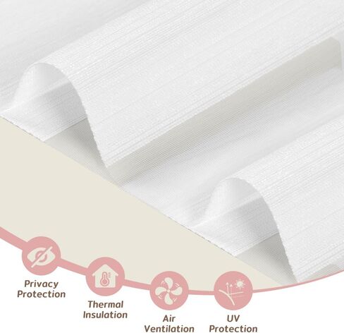 SEEYE Cordless Zebra Blinds for Windows, 60% Shading Zebra Shades, Free-Stop French Door Blind Window Shades, Dual Layer Light Filtering Roller Shades for Day and Night, 45" W x 48" H, Linen White in Saudi Arabia