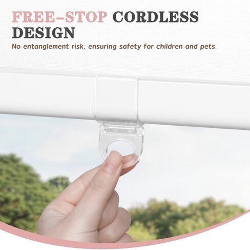SEEYE Cordless Zebra Blinds for Windows, 60% Shading Zebra Shades, Free-Stop French Door Blind Window Shades, Dual Layer Light Filtering Roller Shades for Day and Night, 45" W x 48" H, Linen White in Saudi Arabia