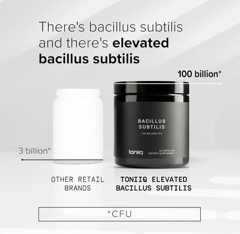 Toniiq Bacillus Subtilis Probiotic – Ultra High Potency 100 Billion CFU Single-Strain Formula with Prebiotic FOS – Spore Probiotic Supplement – Third-Party Tested – 60 Capsules in Kuwait