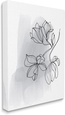 Stupell Industries Lily Floral Line Drawing Over Abstract Brush Pattern in Kuwait