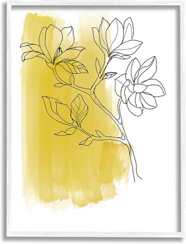 Stupell Industries Tree Blossom Branch Line Drawing Yellow Brush Pattern in Kuwait