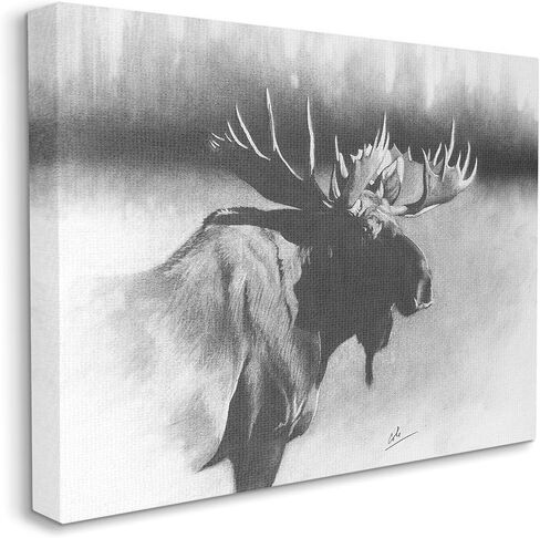 Stupell Industries Moose in Rustic Forest Realistic Pencil Drawing in Kuwait