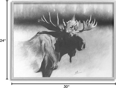 Stupell Industries Moose in Rustic Forest Realistic Pencil Drawing in Kuwait