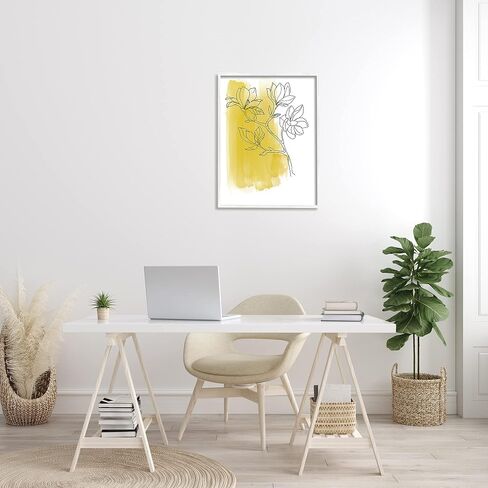 Stupell Industries Tree Blossom Branch Line Drawing Yellow Brush Pattern in Kuwait