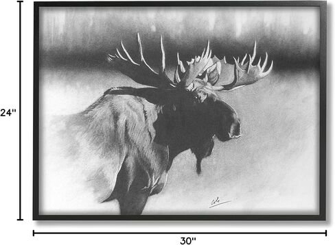 Stupell Industries Moose in Rustic Forest Realistic Pencil Drawing in Kuwait