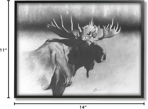 Stupell Industries Moose in Rustic Forest Realistic Pencil Drawing in Kuwait
