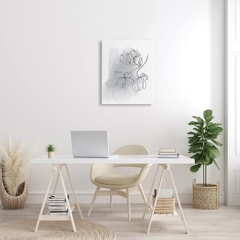 Stupell Industries Lily Floral Line Drawing Over Abstract Brush Pattern in Kuwait