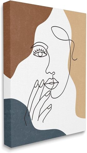 Stupell Industries Female Portrait Line Drawing Between Abstract Shapes, Designed by JJ Design House LLC Canvas Wall Art, Brown in Kuwait