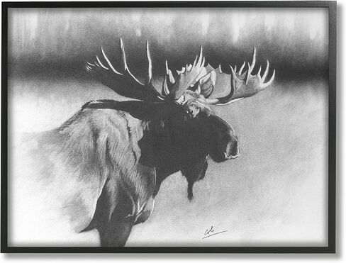 Stupell Industries Moose in Rustic Forest Realistic Pencil Drawing in Kuwait