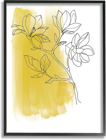 Stupell Industries Tree Blossom Branch Line Drawing Yellow Brush Pattern in Kuwait