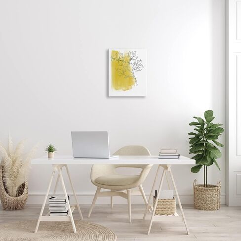 Stupell Industries Tree Blossom Branch Line Drawing Yellow Brush Pattern in Kuwait