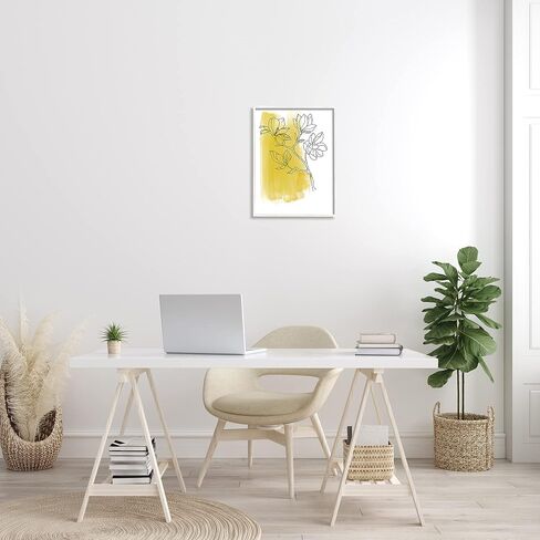 Stupell Industries Tree Blossom Branch Line Drawing Yellow Brush Pattern in Kuwait