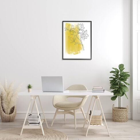 Stupell Industries Tree Blossom Branch Line Drawing Yellow Brush Pattern in Kuwait