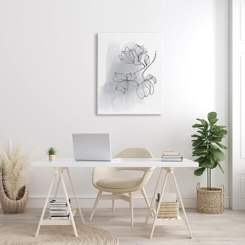 Stupell Industries Lily Floral Line Drawing Over Abstract Brush Pattern in Kuwait