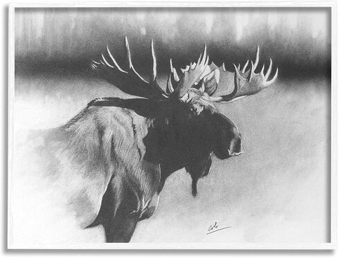 Stupell Industries Moose in Rustic Forest Realistic Pencil Drawing in Kuwait