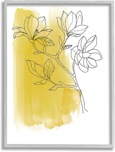 Stupell Industries Tree Blossom Branch Line Drawing Yellow Brush Pattern in Kuwait