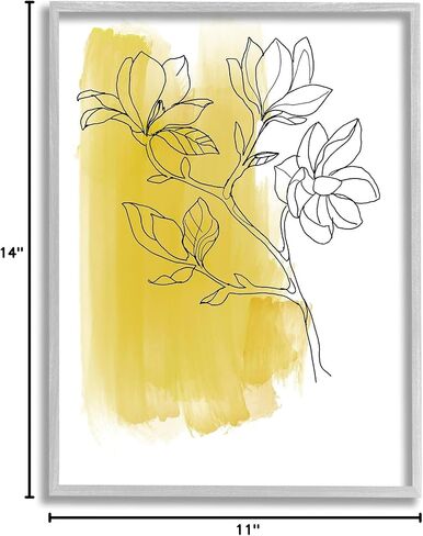 Stupell Industries Tree Blossom Branch Line Drawing Yellow Brush Pattern in Kuwait