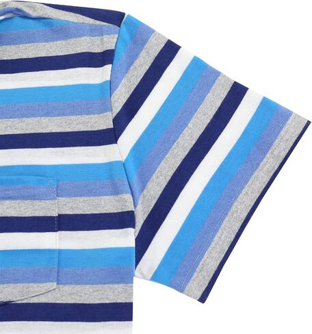Men’s Striped Polo Shirt Short Sleeve Casual Collared T Shirt Soft Breathable Cotton Blend Summer Golf Polo Tee with Pocket in Kuwait