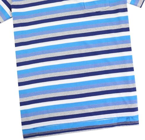Men’s Striped Polo Shirt Short Sleeve Casual Collared T Shirt Soft Breathable Cotton Blend Summer Golf Polo Tee with Pocket in Kuwait