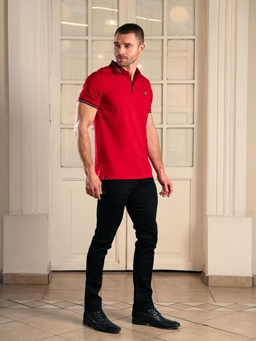 PAVI ITALY Polo Shirt red Premium Cotton Fabric Elastane Men's with Exclusive Styles and Limited Edition, Quality. in Saudi Arabia