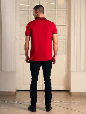 PAVI ITALY Polo Shirt red Premium Cotton Fabric Elastane Men's with Exclusive Styles and Limited Edition, Quality. in Saudi Arabia
