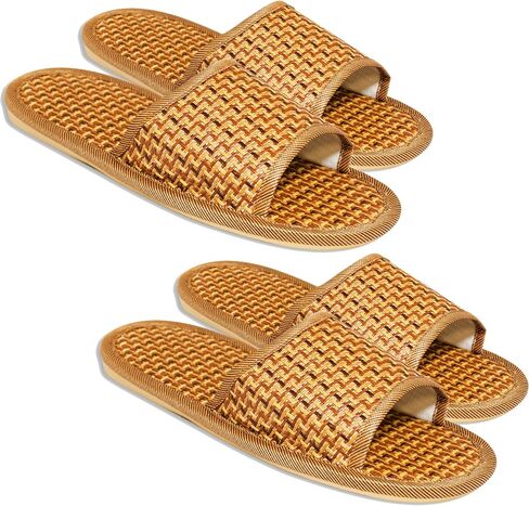 Fredi & Sons Bamboo Open Toe Slippers, 2 Pairs, Luxury Hotel-Style Indoor Guest Sandals for Home, Bathroom, Hotels, Salons, and Vacation Rentals in Kuwait