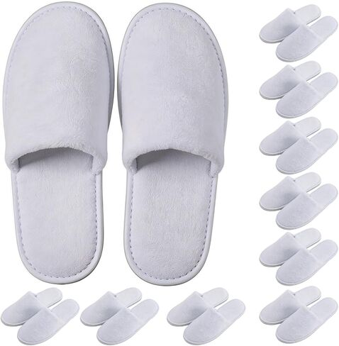 10 Pairs Disposable Guest Slippers, Soft Cotton Closed Toe Spa Slippers, Non Slip Washable Reusable Indoor House Slippers, Individually Wrapped Unisex Footwear for Hotel Travel Home in Saudi Arabia